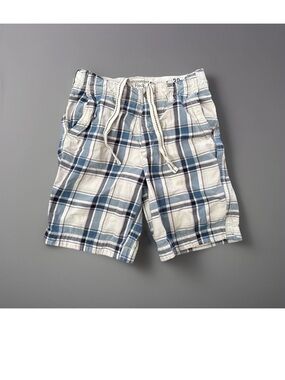 Abercrombie & Fitch Blue/White/pink Plaid drawstring Shorts - Size 30 - Y2K